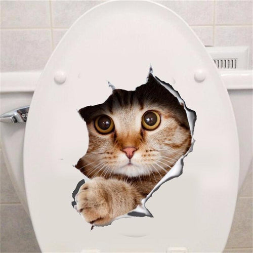 Hole View Vivid Cats Dog 3D Wall Sticker