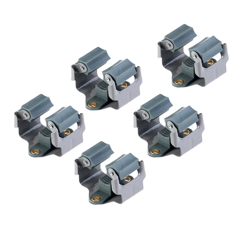 5pcs Kitchen Storage Organizer Mop and Broom Holder Wall Mounted Garden Storage Rack 5 Position with 6 Hooks Garage Holds